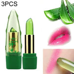 3 PCS PNF Batom Hidratante Natural de Aloe Vera, Mudança de Cor com a Temperatura, Bálsamo Labial Mágico Rosa