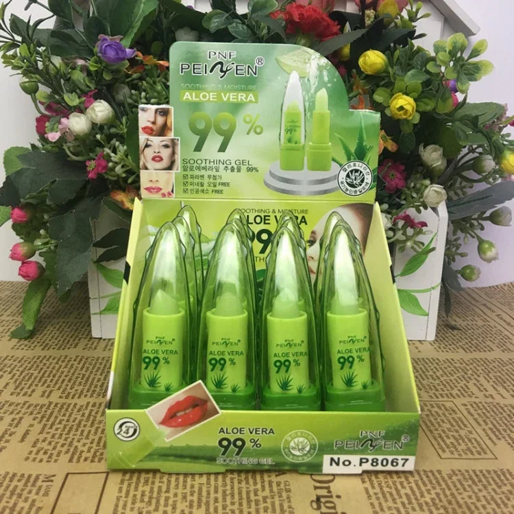 3 PCS PNF Batom Hidratante Natural de Aloe Vera, Mudança de Cor com a Temperatura, Bálsamo Labial Mágico Rosa