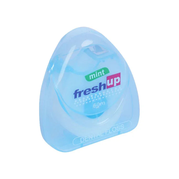 2 Peças Fio Dental 50m para Higiene Oral Limpeza dos Dentes com Cera e Sabor a Menta, Fio Dental em Carretel Palito