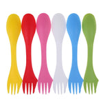 2 Conjuntos de Talheres 3 em 1 para Acampamento ao Ar Livre, Colher, Garfo e Faca Resistentes ao Calor para Camping e Caminhadas (6pcs=1 conjunto)