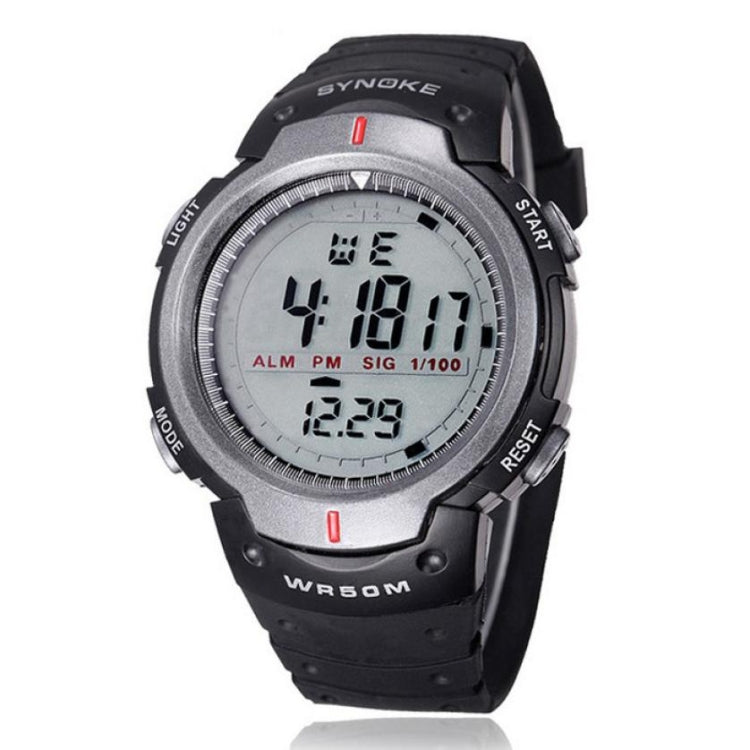 SYNOKE 61576 Relógio Desportivo LED à Prova de Água para Homens, Preto, Cinzento