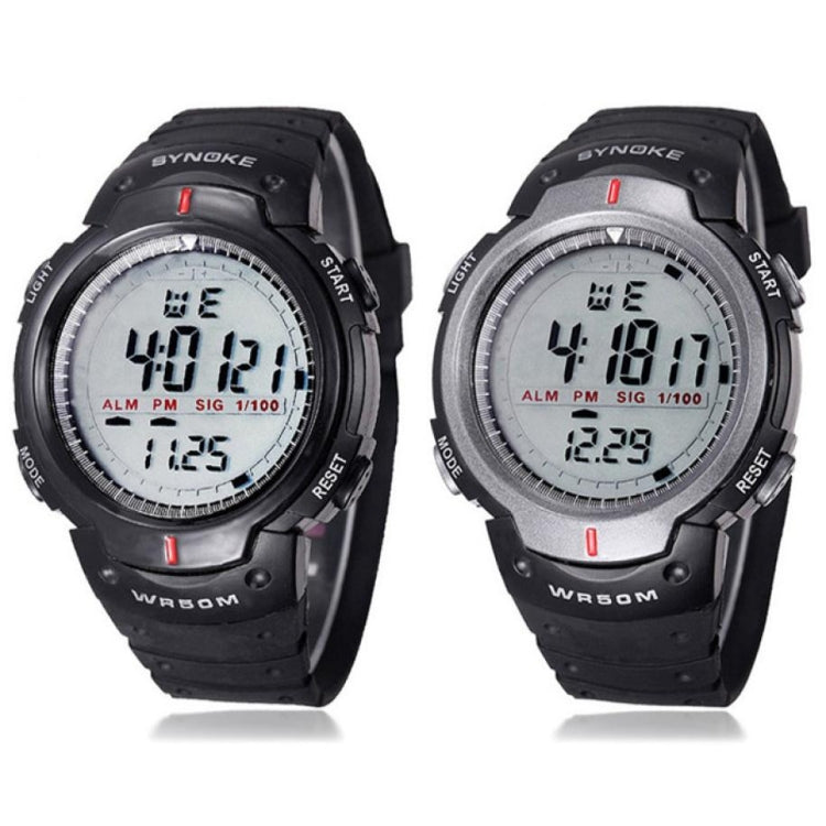 SYNOKE 61576 Relógio Desportivo LED à Prova de Água para Homens, Preto, Cinzento