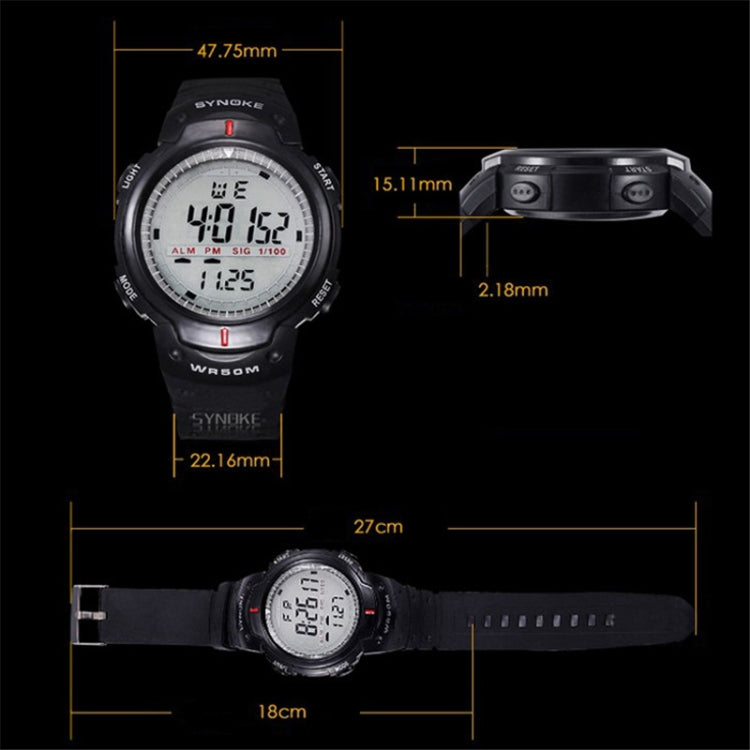 SYNOKE 61576 Relógio Desportivo LED à Prova de Água para Homens, Preto, Cinzento