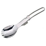 2 peças de talheres para campismo ao ar livre, garfo e colher em aço inoxidável, talheres para piquenique, spork dobrável