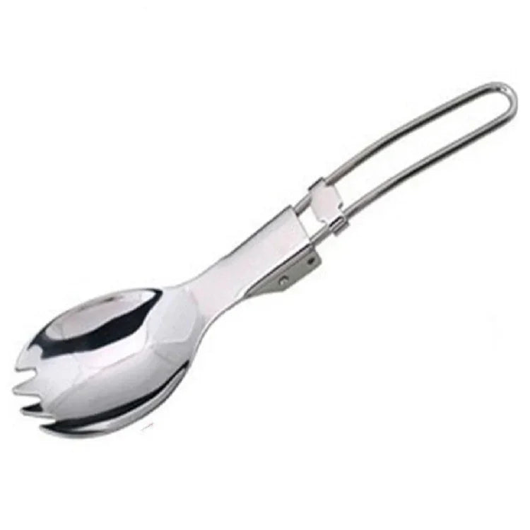 2 peças de talheres para campismo ao ar livre, garfo e colher em aço inoxidável, talheres para piquenique, spork dobrável
