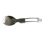 2 peças de talheres para campismo ao ar livre, garfo e colher em aço inoxidável, talheres para piquenique, spork dobrável