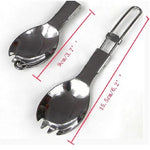 2 peças de talheres para campismo ao ar livre, garfo e colher em aço inoxidável, talheres para piquenique, spork dobrável