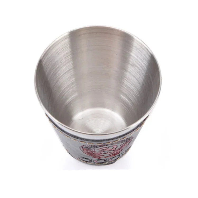 Conjunto de Copos de Viagem para Camping ao Ar Livre 4 em 1 70ml Talheres para Mesa Suprimentos para Piquenique Copo de Vinho Cerveja Canecas de Whisky Couro PU