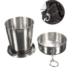 Copo Dobrável de Campismo em Aço Inoxidável para Viagens, Caneca Portátil para Caminhadas, Copo Colapsável, S 60ML, L 250ML