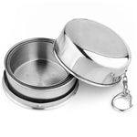 Copo Dobrável de Campismo em Aço Inoxidável para Viagens, Caneca Portátil para Caminhadas, Copo Colapsável, S 60ML, L 250ML