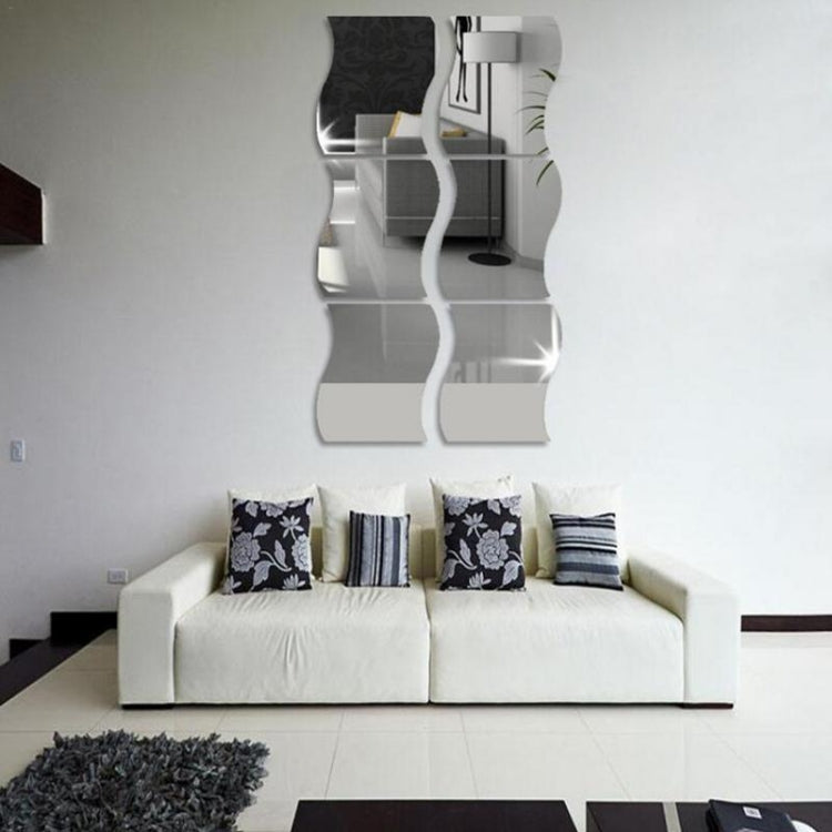 Espelho de Parede Acrílico Estilo Onda DIY com Adesivo de Vidro Removível, Espelho de Maquilhagem para Quarto e Decoração, Espelho de Parede Acrílico