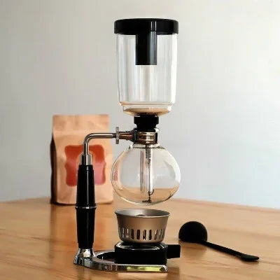 Cafeteira Sifão Clássica com Cabo Preto para 5 Pessoas, Tamanho: 37,5x11,3cm, Cafeteira com Cabo