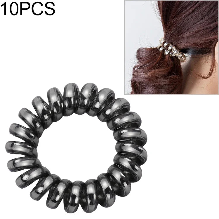 10 PCS Elásticos para Cabelo Multicoloridos em Forma de Espiral Laços para Rabo de Cavalo Corda de Borracha Acessórios para Cabelo Fio Telefónico