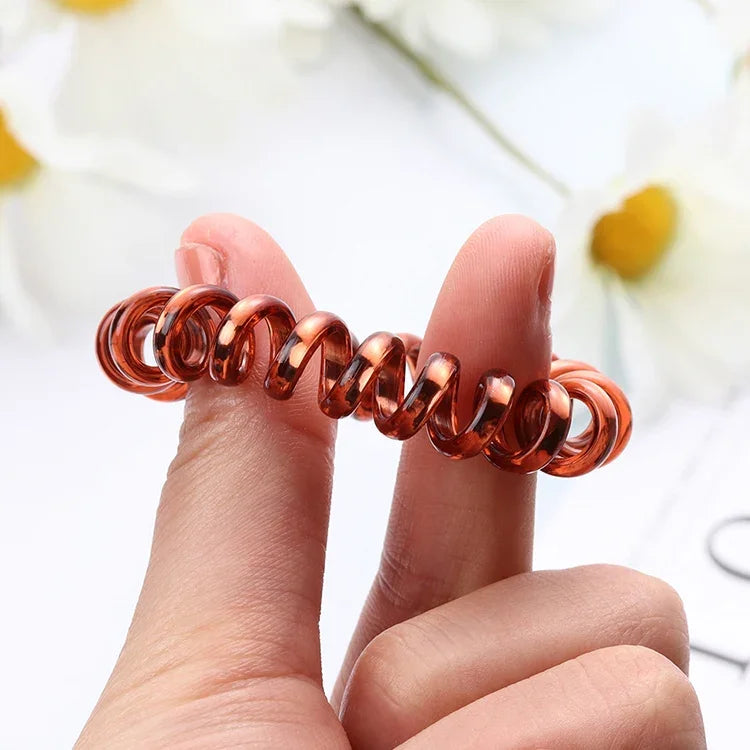 10 PCS Elásticos para Cabelo Multicoloridos em Forma de Espiral Laços para Rabo de Cavalo Corda de Borracha Acessórios para Cabelo Fio Telefónico