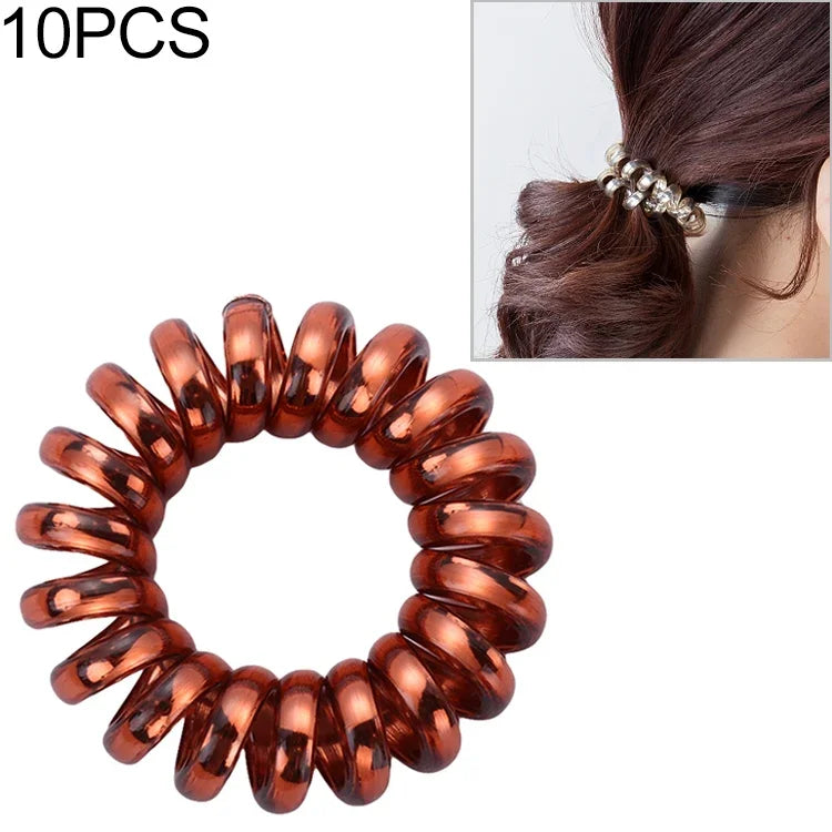 10 PCS Elásticos para Cabelo Multicoloridos em Forma de Espiral Laços para Rabo de Cavalo Corda de Borracha Acessórios para Cabelo Fio Telefónico