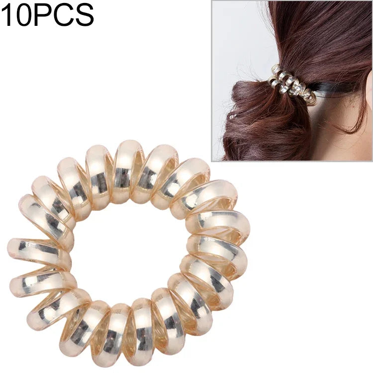10 PCS Elásticos para Cabelo Multicoloridos em Forma de Espiral Laços para Rabo de Cavalo Corda de Borracha Acessórios para Cabelo Fio Telefónico