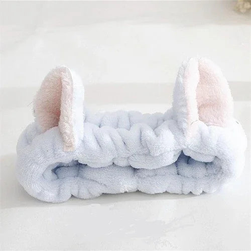 Faixas de Cabelo Elásticas com Orelhas de Gato Bonitas para Mulheres e Meninas Maquilhagem Lavagem de Rosto Faixa de Cabelo Máscara Facial Acessório para Cabelo
