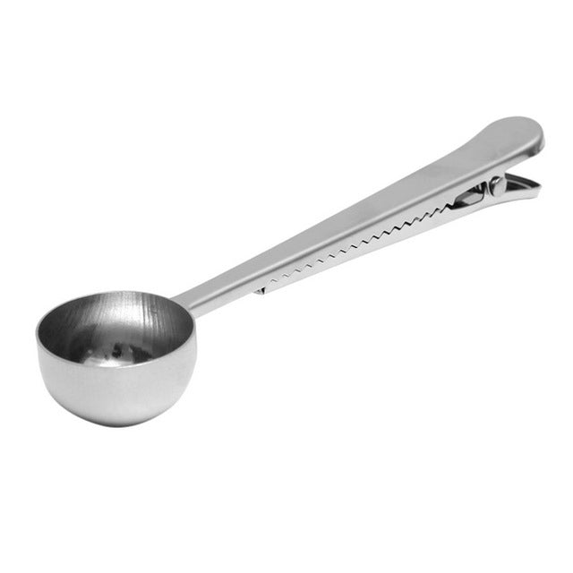 Colher multifuncional para café com clipe, copo medidor de chá e café em aço inoxidável, colher para café, colher para café (prateada), colher para café (dourada), colher para café (preta), colher para café (ouro rosa)