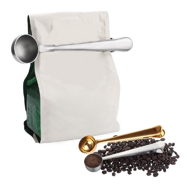 Colher multifuncional para café com clipe, copo medidor de chá e café em aço inoxidável, colher para café, colher para café (prateada), colher para café (dourada), colher para café (preta), colher para café (ouro rosa)
