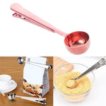 Colher multifuncional para café com clipe, copo medidor de chá e café em aço inoxidável, colher para café, colher para café (prateada), colher para café (dourada), colher para café (preta), colher para café (ouro rosa)