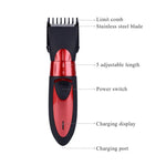 Máquina de Cortar Cabelo Elétrica Impermeável Recarregável Aparador de Barba Vermelho, Cinzento