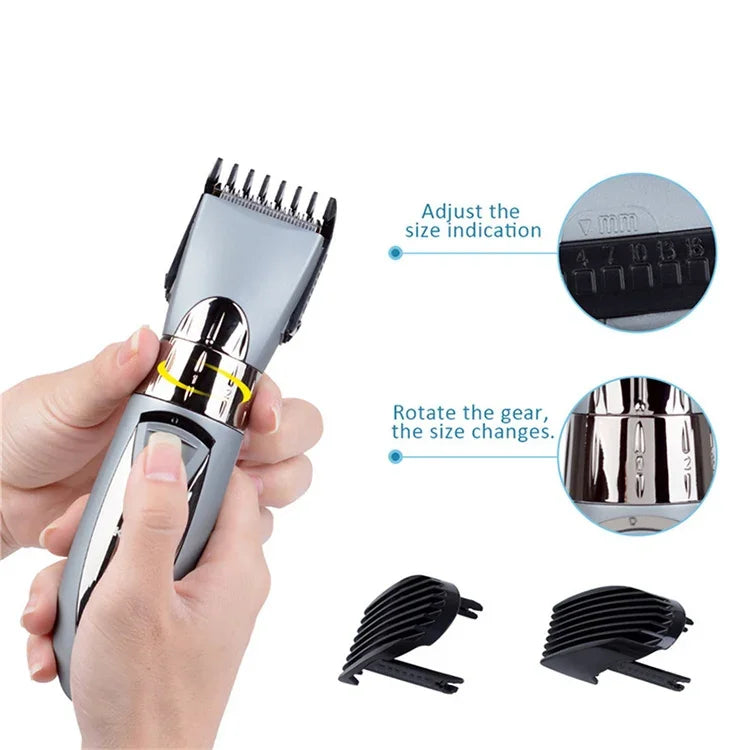 Máquina de Cortar Cabelo Elétrica Impermeável Recarregável Aparador de Barba Vermelho, Cinzento