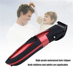 Máquina de Cortar Cabelo Elétrica Impermeável Recarregável Aparador de Barba Vermelho, Cinzento