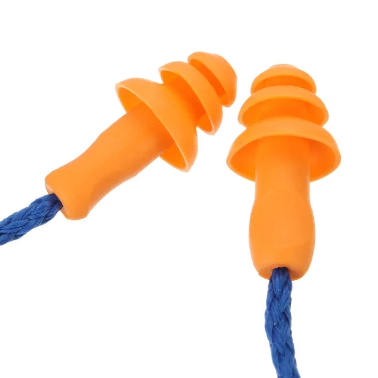 10 Protetores Auriculares Reutilizáveis de Silicone Macio com Cordão, Proteção Auditiva e Redução de Ruído