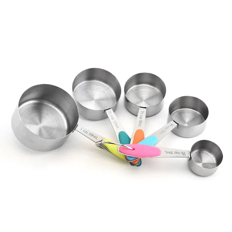 Conjunto de Colheres Medidoras em Aço Inoxidável Colher de Café Utensílio de Cozinha para Cozedura, Copo Medidor 5 em 1, Colher Medidora 5 em 1, Copo Medidor 5 em 1 (Cor), Colher Medidora 5 em 1 (Cor)