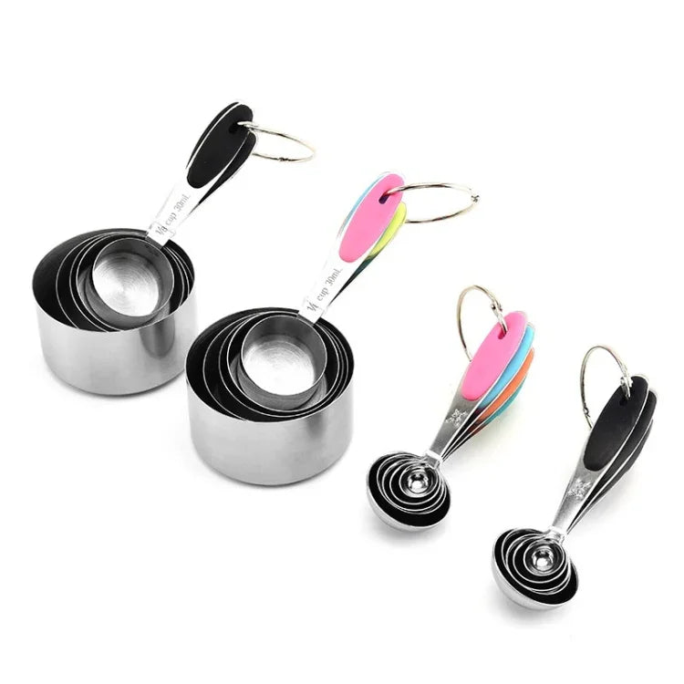 Conjunto de Colheres Medidoras em Aço Inoxidável Colher de Café Utensílio de Cozinha para Cozedura, Copo Medidor 5 em 1, Colher Medidora 5 em 1, Copo Medidor 5 em 1 (Cor), Colher Medidora 5 em 1 (Cor)