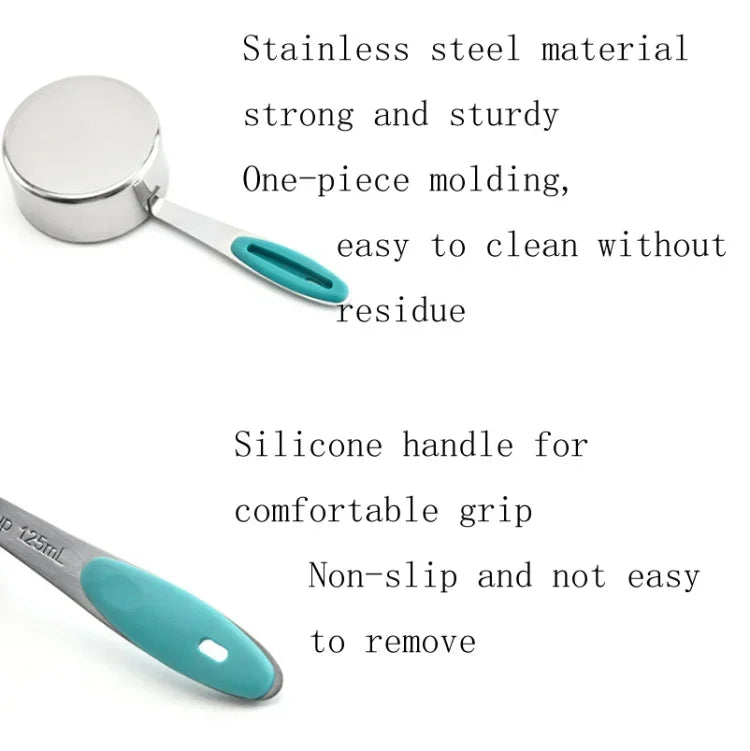 Conjunto de Colheres Medidoras em Aço Inoxidável Colher de Café Utensílio de Cozinha para Cozedura, Copo Medidor 5 em 1, Colher Medidora 5 em 1, Copo Medidor 5 em 1 (Cor), Colher Medidora 5 em 1 (Cor)