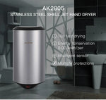 Secador de Mãos Automático com Sensor 304 em Aço Inoxidável Fluxo de Ar de Alta Velocidade para Casa, Hotel, Aeroporto Máquina de Secar Mãos