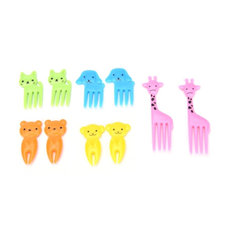 5 conjuntos de 10 em 1, garfos de fruta para crianças em plástico com decoração de animais de desenho animado criativos, palitos para bento