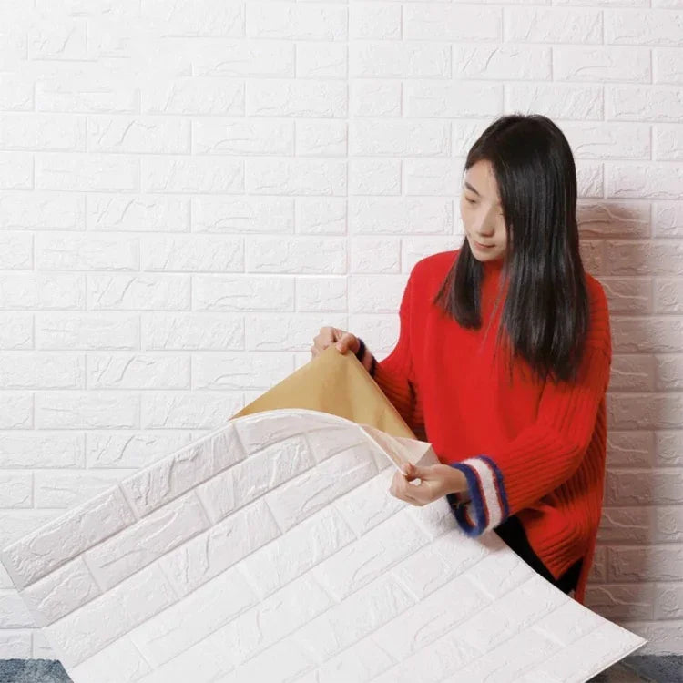 2 UNIDADES Papel de Parede Autocolante Impermeável com Fundo de Tijolos 3D Adesivo de Parede para Sala de Estar Mural Papel de Parede Decorativo para Quarto, 70cm x 77cm