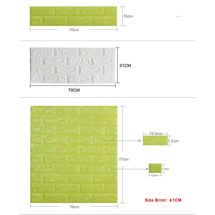 2 UNIDADES Papel de Parede Autocolante Impermeável com Fundo de Tijolos 3D Adesivo de Parede para Sala de Estar Mural Papel de Parede Decorativo para Quarto, 70cm x 77cm