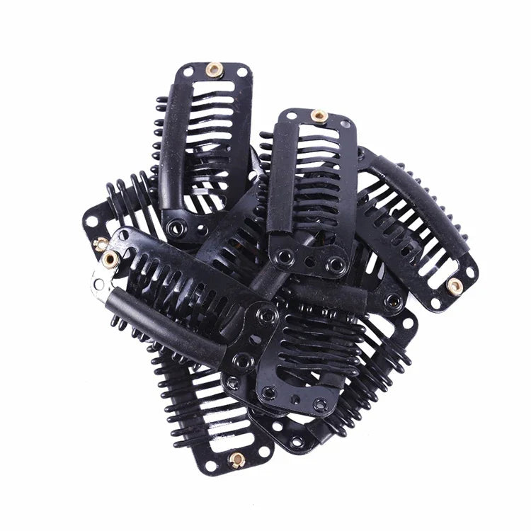 20 PCS 32mm 9-dentes Grampos de Extensão de Cabelo Clips de Metal com Fundo de Silicone