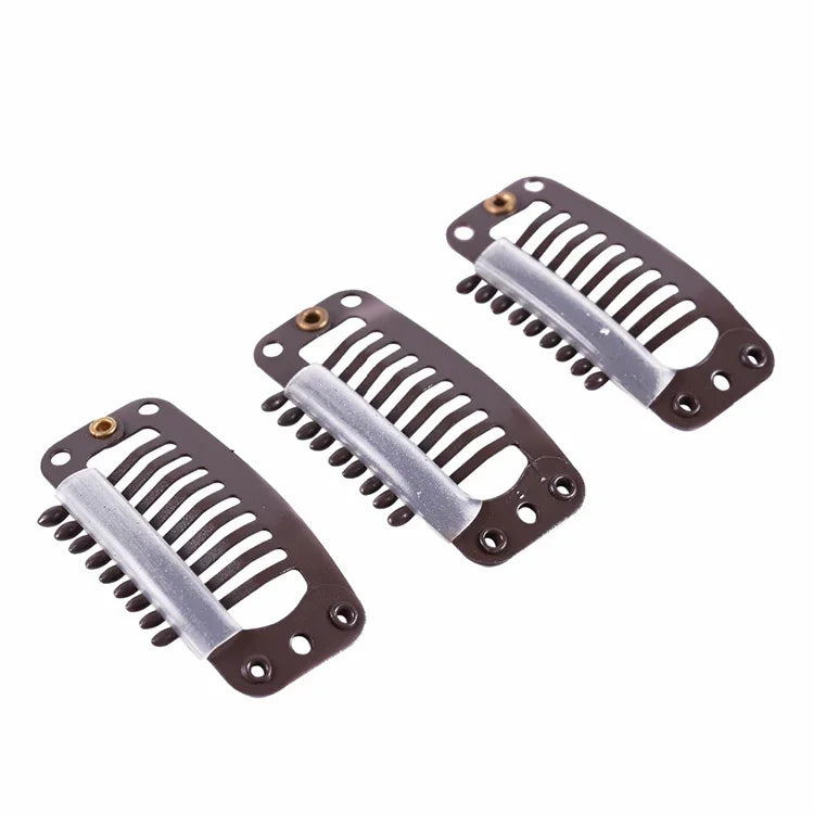 20 PCS 32mm 9-dentes Grampos de Extensão de Cabelo Clips de Metal com Fundo de Silicone