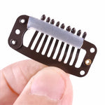 20 PCS 32mm 9-dentes Grampos de Extensão de Cabelo Clips de Metal com Fundo de Silicone