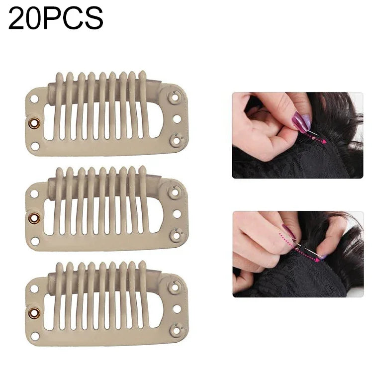 20 PCS 32mm 9-dentes Grampos de Extensão de Cabelo Clips de Metal com Fundo de Silicone