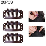 20 PCS 32mm 9-dentes Grampos de Extensão de Cabelo Clips de Metal com Fundo de Silicone