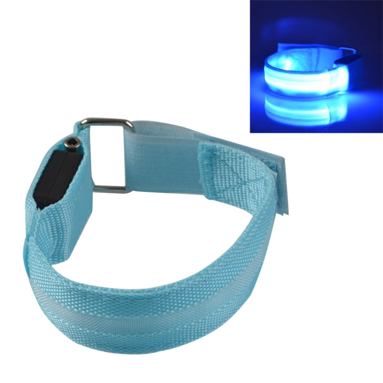 Pulseira luminosa de nylon para desporto noturno com LED, versão a pilhas azul, versão recarregável por USB azul, versão a pilhas verde, versão a pilhas colorida, versão recarregável por USB laranja
