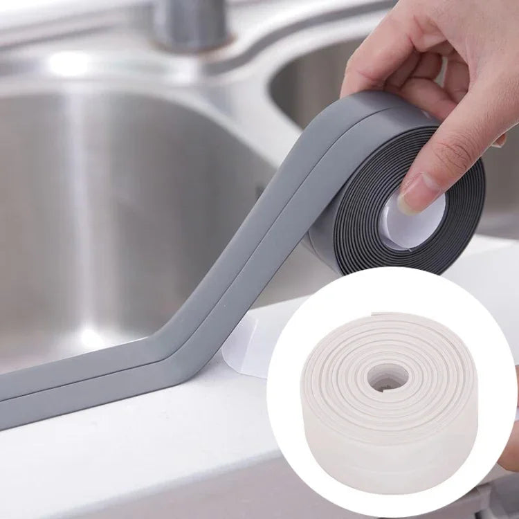 Fita Adesiva Durável em PVC Impermeável e Anti-mofo para Cozinha e Casa de Banho, Fita de Vedação para Paredes, 3.8cm x 3.2m, 2.2cm x 3.2m