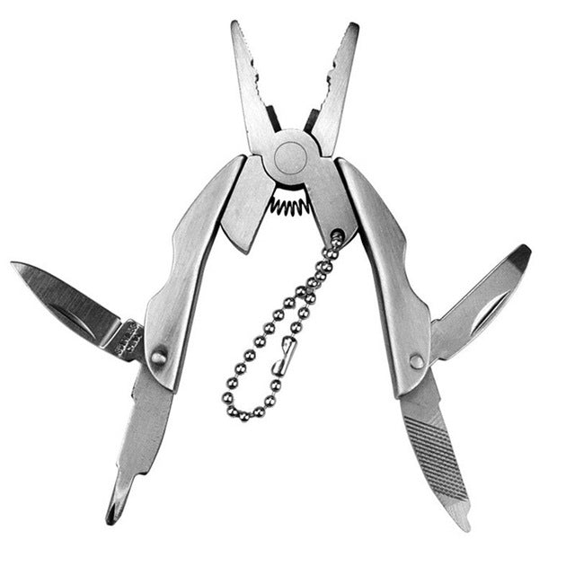 Alicate Dobrável Multifuncional Portátil em Aço Inoxidável com Chaveiro, Chaveiro com Faca e Chave de Fendas