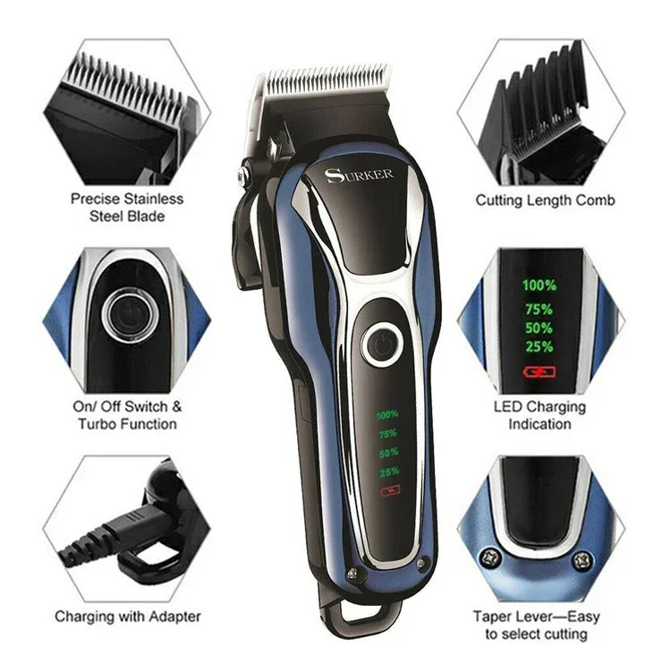 Máquina de Cortar Cabelo Surker SK-803 LCD de Alta Potência Aparador Elétrico Plug-in de Duplo Uso