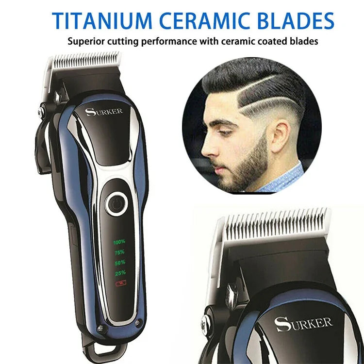 Máquina de Cortar Cabelo Surker SK-803 LCD de Alta Potência Aparador Elétrico Plug-in de Duplo Uso