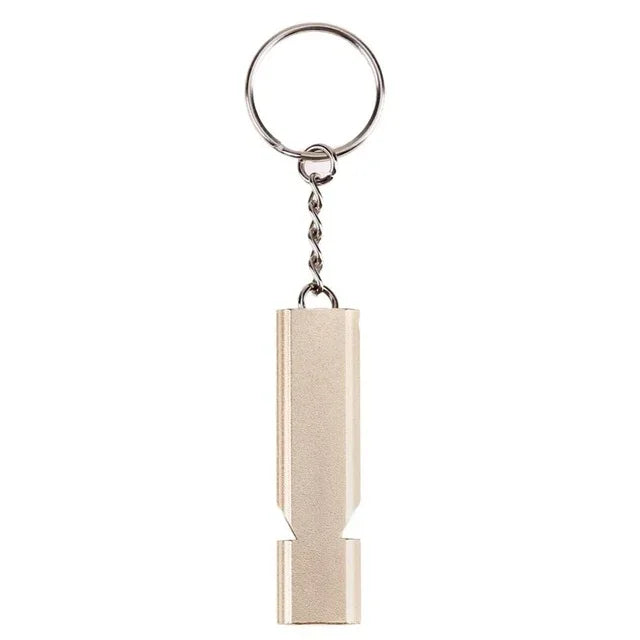 Apito de Sobrevivência Portátil Mini 120db com Duplo Tubo, Alta Frequência para Camping e Caminhadas, Apito de Emergência de Dupla Frequência com Chaveiro, 3 Peças Prateadas, 3 Peças Douradas
