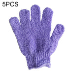 5 luvas de banho para duche esfoliantes para spa e massagem, roxa, verde, azul, laranja, vermelha