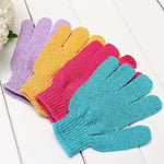 5 luvas de banho para duche esfoliantes para spa e massagem, roxa, verde, azul, laranja, vermelha
