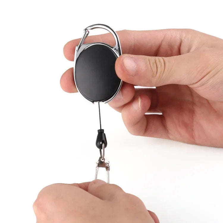 2 Peças de Carretel Retrátil para Crachá com Liga de Zinco e ABS, Cordão para Cartão de Identificação, Clipe para Chaveiro