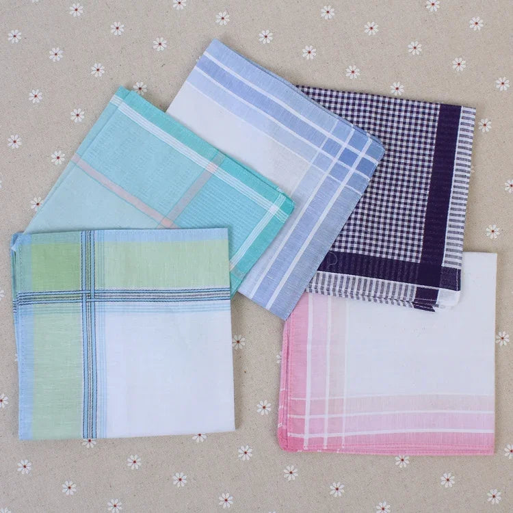 Lenços de Bolso para Homem com Padrão Xadrez Multicolorido, 100% Algodão, Toalha de Peito para Negócios